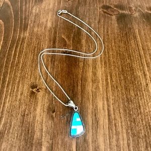 Opal inlay sterling silver necklace